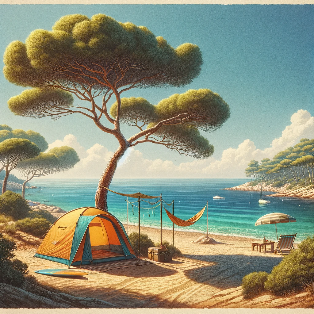 Stock image of campsite activities